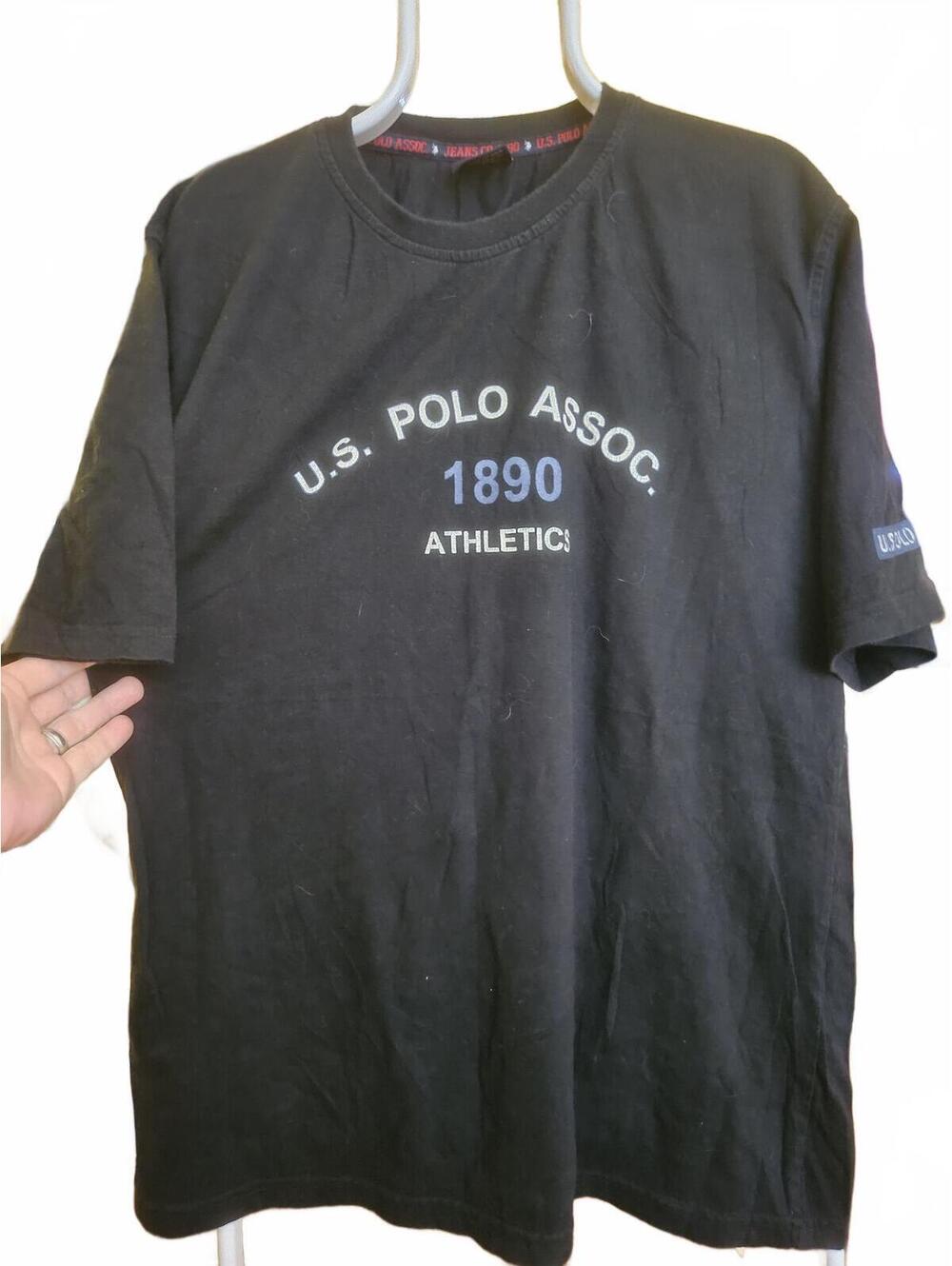 US Polo Assn 1890 Mens T-Shirt Large Black Short Sleeve T Shirt Logo - EUC